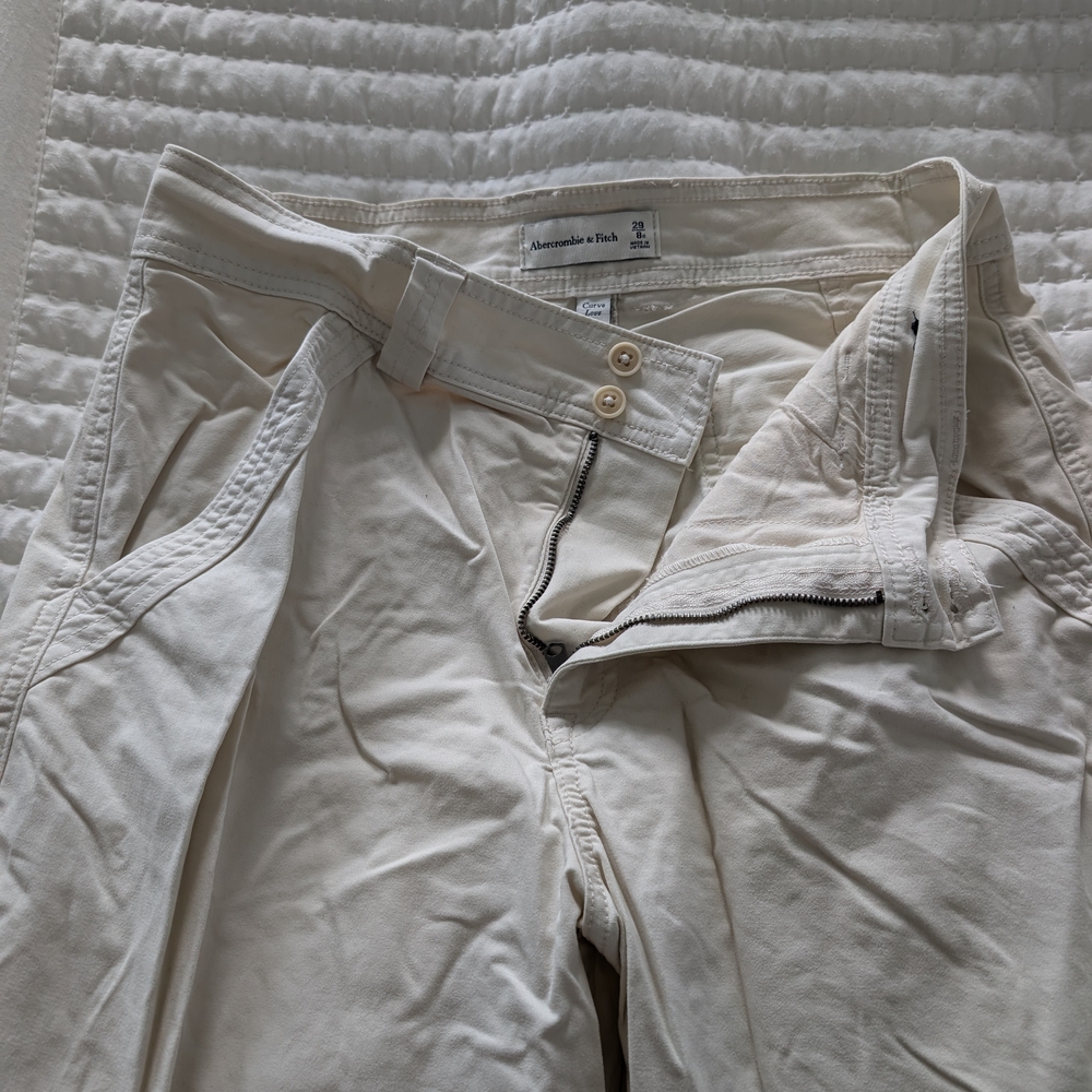 Cream Zip-Fly Pants